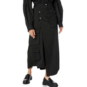 The Drop Skirt Travertine Long Asymmetric Cargo Wrap Black XL Karenbritchick New